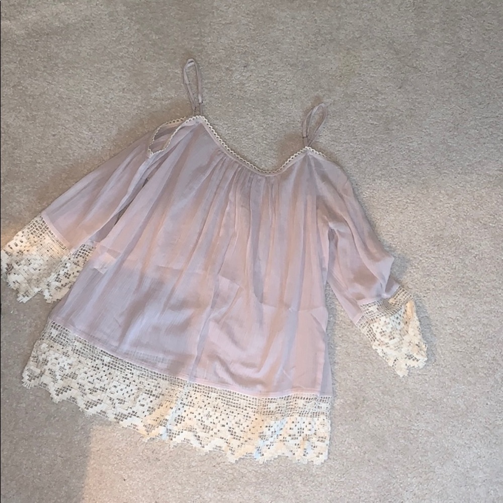 intermix mauve cold shoulder top